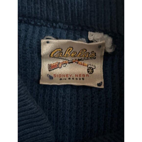 Cabelas Mens Blue Ribbed Cotton Button-Up Sweater Made In USA Size L - Picture 3 of 5